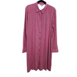 LL Bean PlusSize 16 Red Jersey Knit ShirtDress Soft Comfy Workwear Belt Missing